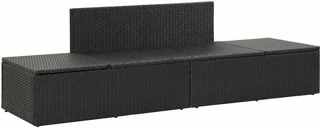 vidaXL Sonnenliege mit Auflage Poly Rattan Schwarz Produktbild 7