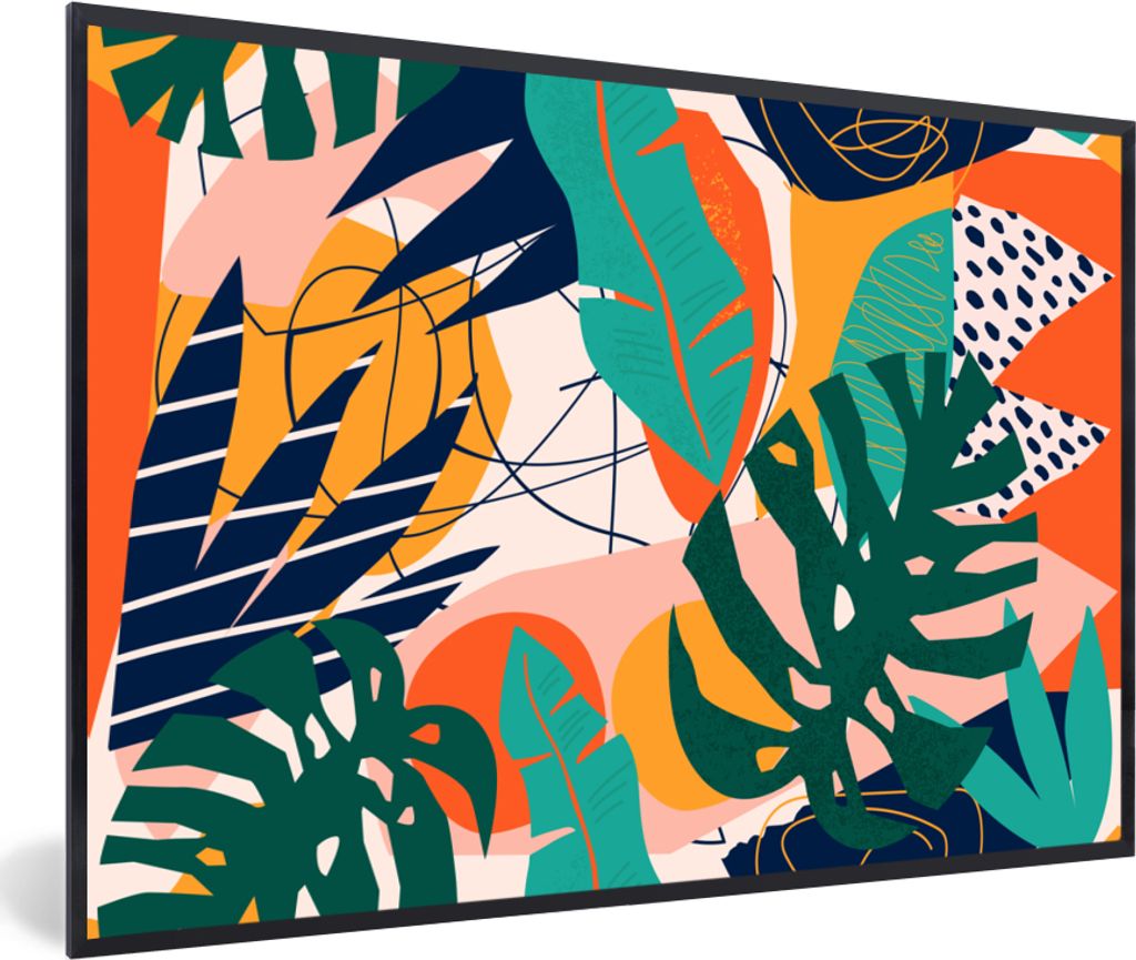 MuchoWow MuchoWow Gerahmtes Poster Dschungel - Formen - Farben - Jungen - Mädchen - Kinder 30x20 cm - Poster mit zchwarzem Bilderrahmen - Kuns...