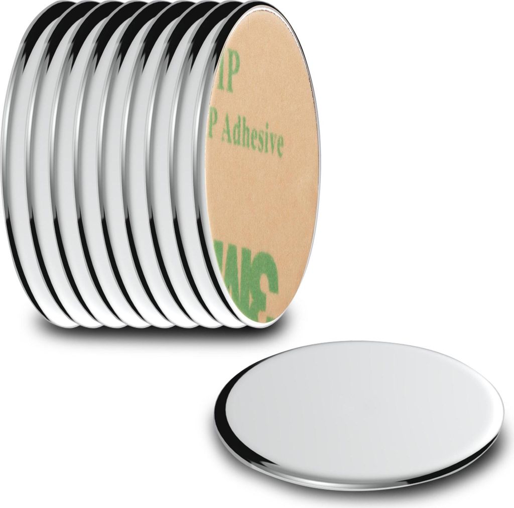 ECENCE Neodym Magnete 10 Stck. - runde Klebe-Magnete selbstklebend - 22x1mm - hochwertige NiCuNi-Be