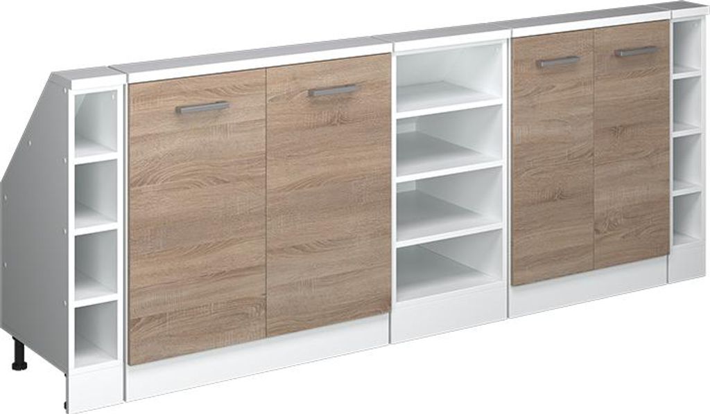 Vicco Dachschrägenschrank-Set Rion, 5er Set, Sonoma/Weiß/Weiß
