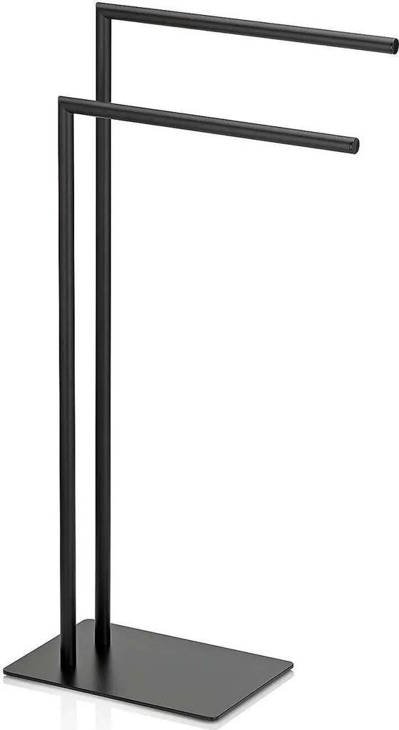 Porte-serviettes sur pied Style en inox et métal noir hauteur 81cm