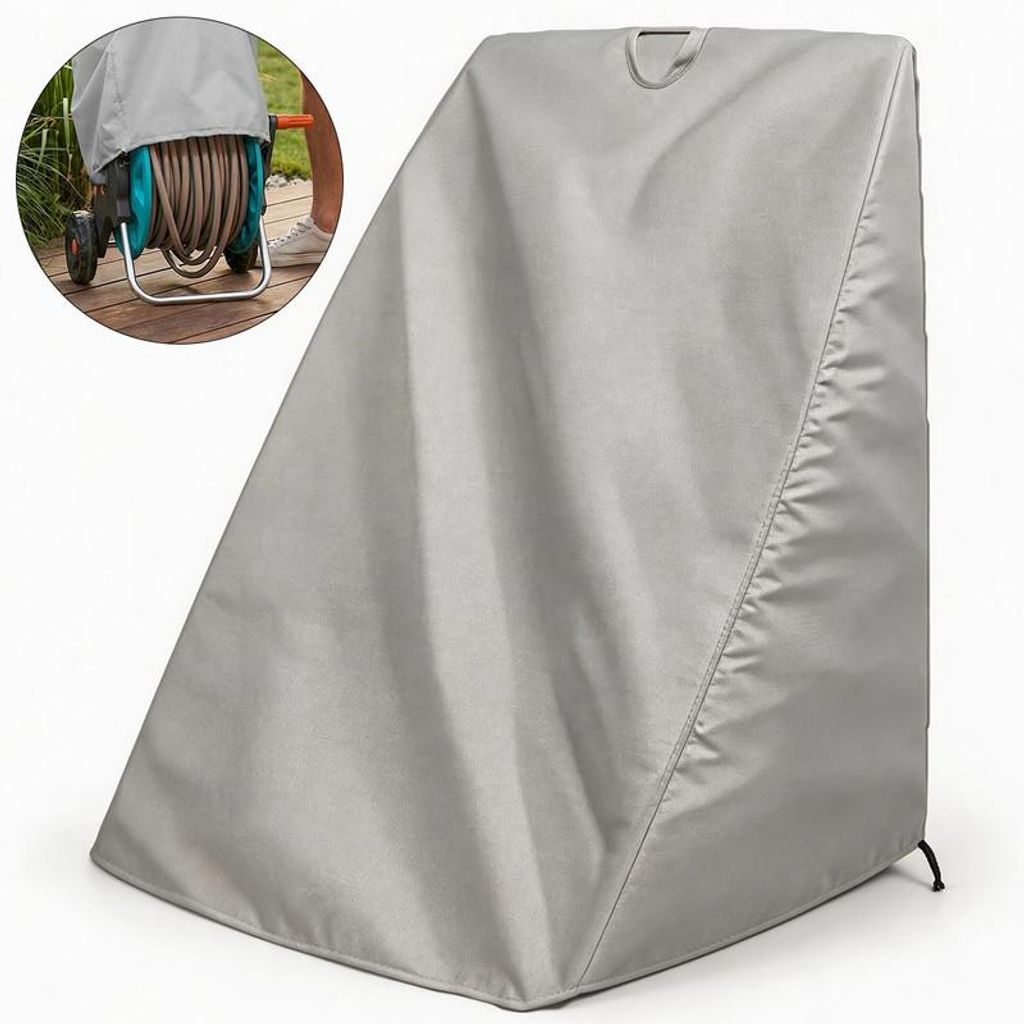 210D Oxford Stoff Schutzhaube für Gartenschlauchaufroller Wasserdicht UV-Schutz 63x66x88cm Grau