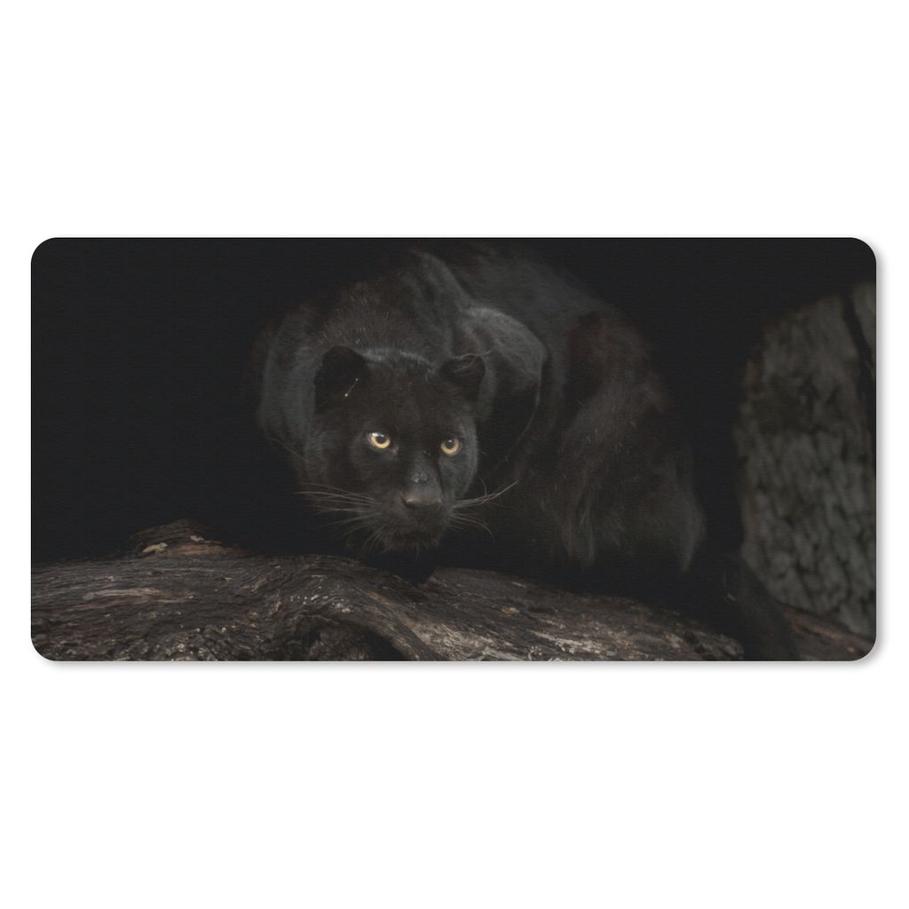 MuchoWow Mauspad Mousepad Panther - Wald - Augen 60x30 cm - Mousepads - Maus Mat - Pad - Mausunterlage - Nachhaltig