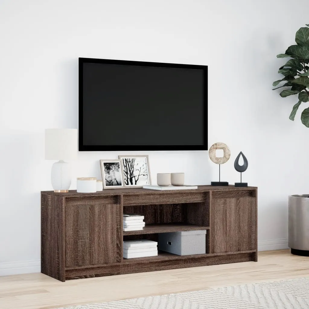 Mobile TV con illuminazione LED effetto rovere marrone 139,5x34x50 cm - 4