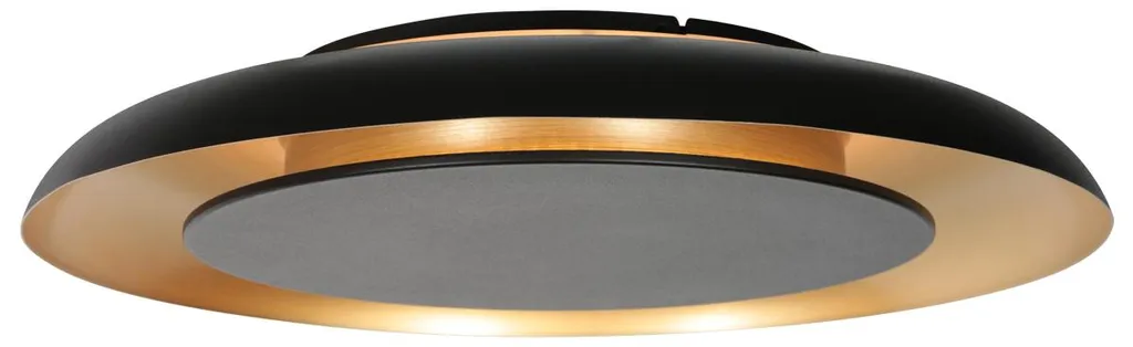 Plafonnier LED 60cm noir métal Golden Veil : Éclairage large et chic