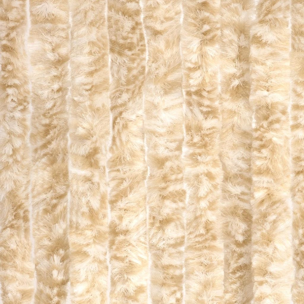 Moritz Flauschvorhang aus Chenille 56 x 185 cm beige weiß Türvorhang als Fliegenschutz Insektenschutz für Camping Wohnwagen