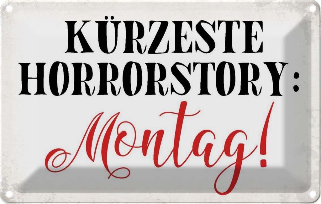 vianmo Blechschild 12x18 cm kürzeste Horrostory Montag Spruch Zitat