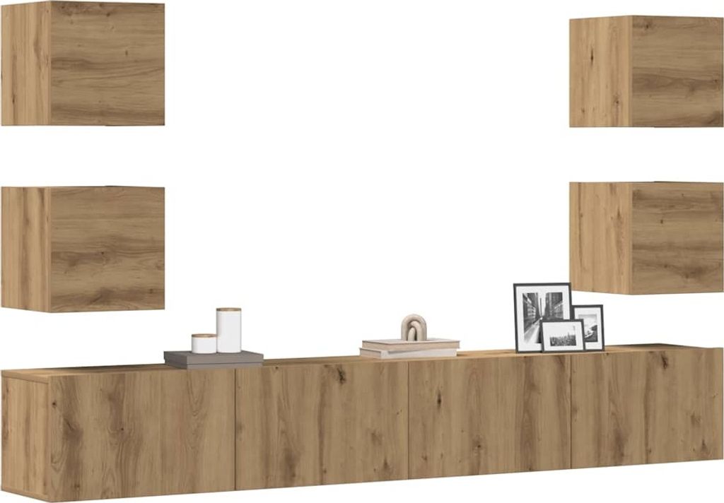 Design TV-Wandschränke 6 Stk. Artisan-Eiche Holzwerkstoff, TV-Schränke Neu