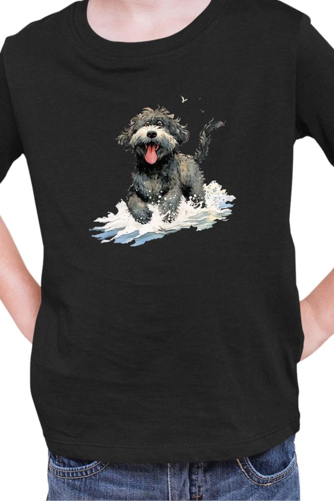 Kinder T-Shirt Funny Dogs Breeds Portugese Water Dog Breed Dog Breed, 7-8 Jahr - 128 / Schwarz