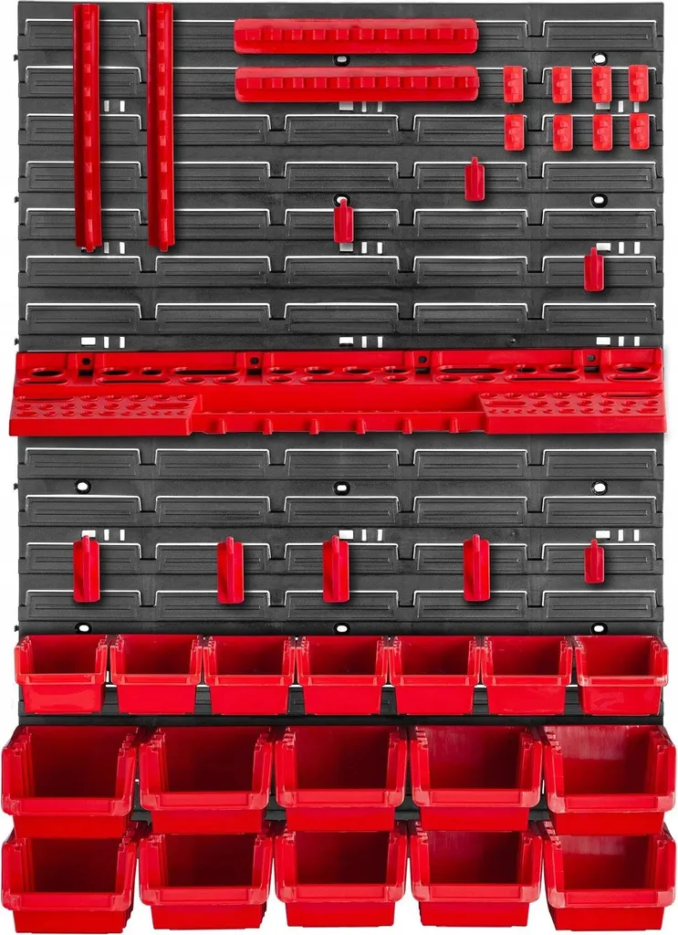 Kit Panneau Perforé 38 Pcs - Rangement Outils Mural Rouge 58x78cm