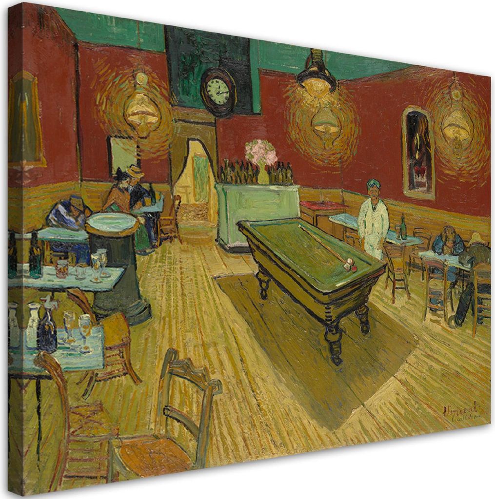 Leinwandbild Nachtcafé Vincent van Gogh 60x40 Feeby Bunt bild für die wand bereit zum aufhängen