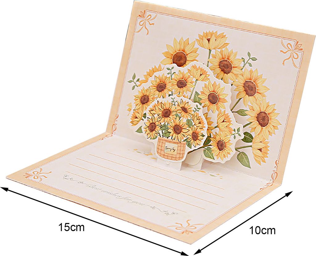 Pop-Up-Grußkarte, 3D-Blumenstrauß-Karte, handgefertigte Rose, Sonnenblume, Tulpe, Geschenkkarte für Muttertag, Abschlussfeier, Jahrestag