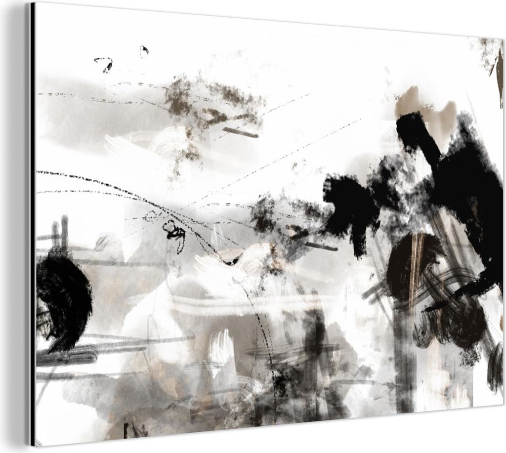 MuchoWow Wanddekoration Metall Metallbild Wandkunst 30x20 cm Malerei - Farbe - Schwarz und Weiß - Kunst MuchoWow Aluminium Gemälde - Aluminiumgem...
