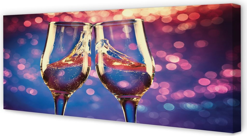 Leinwandbild 125x50 Wandkunst Bunte Hintergrund Champagner-Gläser