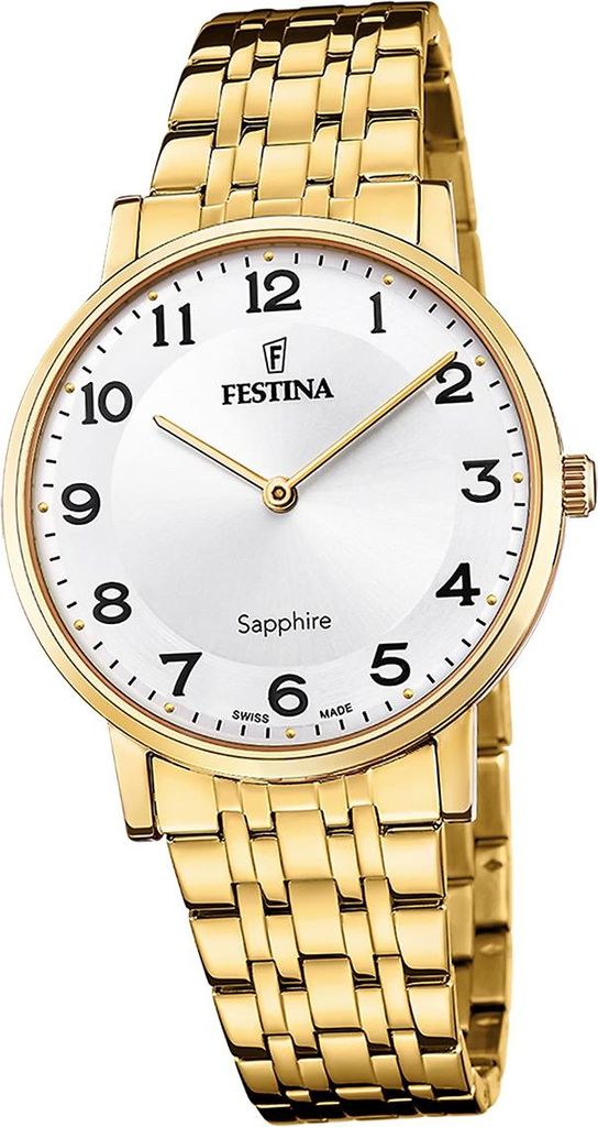 Festina Herrenuhr Swiss Made Armbanduhr Edelstahl gold D2UF20046/1