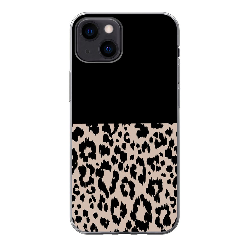 MuchoWow Handyhülle Schutzhülle Hülle für iPhone 13 mini Panther Druck - Tiere - Schwarz Silikon Softcase Handy Hülle - Softcase