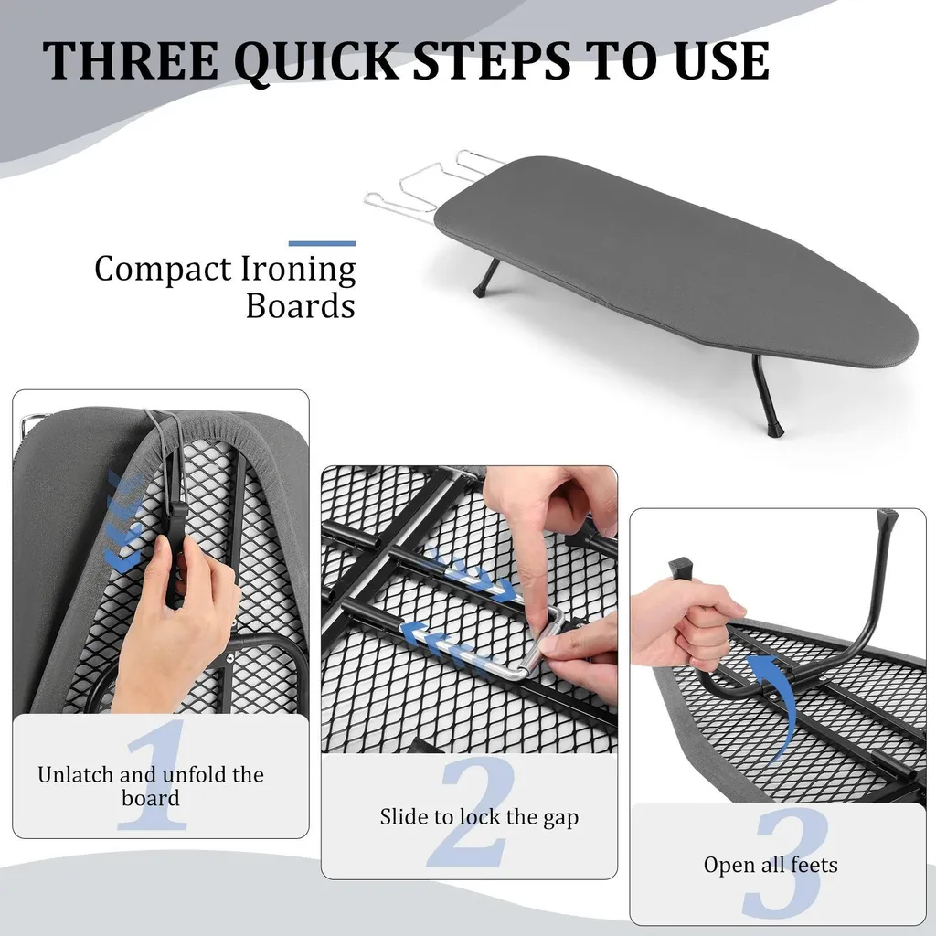 Table à repasser pliable grise : la solution gain de place pratique