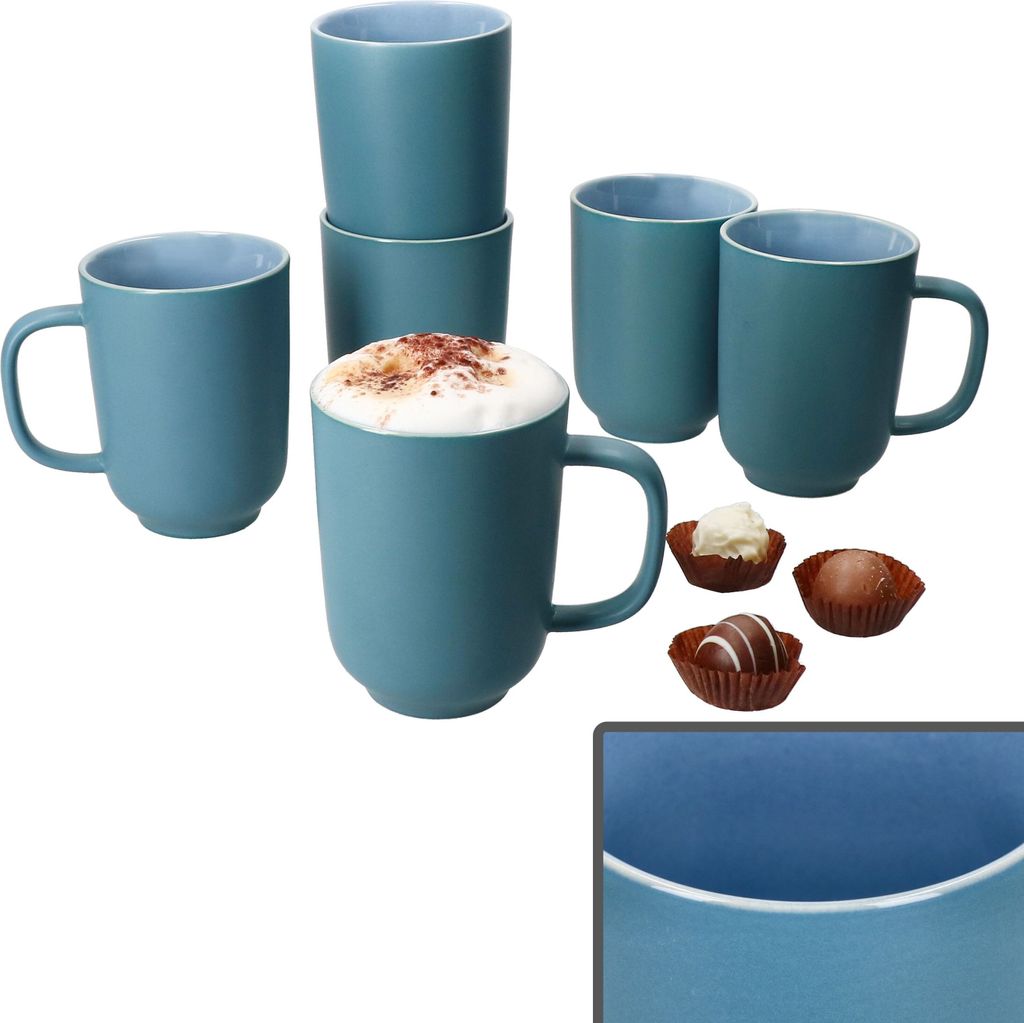 Ritzenhoff 6x Jasper Kaffeebecher 250ml H10,4cm Ozeanblau Tee-Tassen 6 Personen