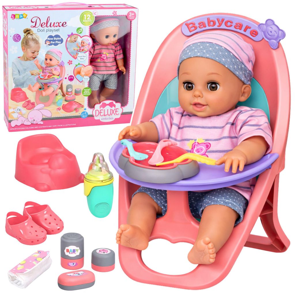 Bébé poupée pipi babille cris parle 12 sons accessoires Image du produit 