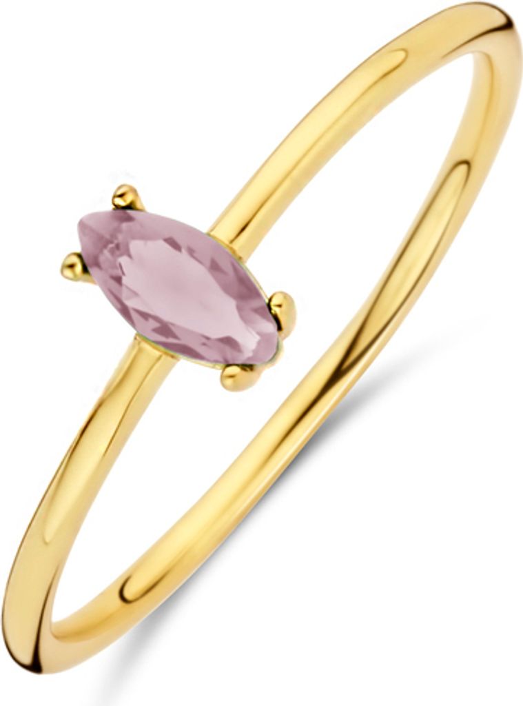 New Bling 9NB-0687-50 - Silberring - Damen - Zirkonia - Oval - 6 x 3 mm - Rosa - Größe 50 - Silber - Gold auf Silber(vergoldet)