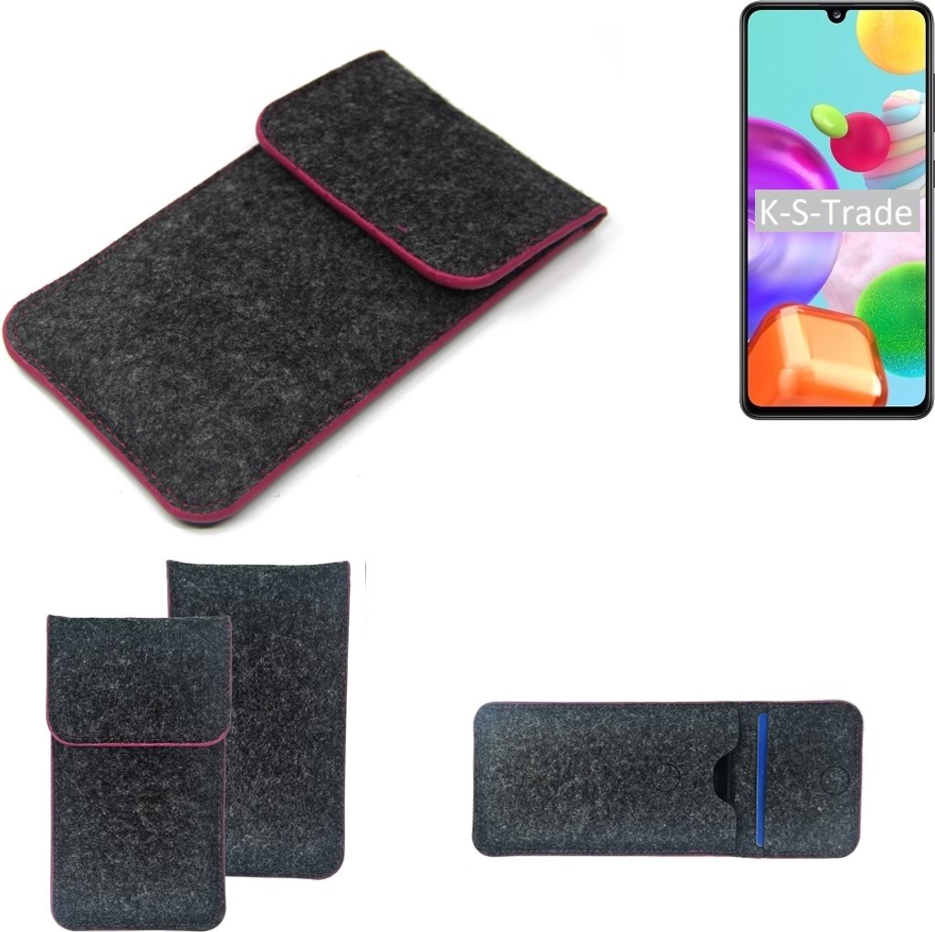 K-S-Trade Handy Schutz Hülle kompatibel mit Samsung Galaxy A41 Schutzhülle Handyhülle Filztasche Pouch Tasche Case Sleeve Filzhülle dunkelgrau