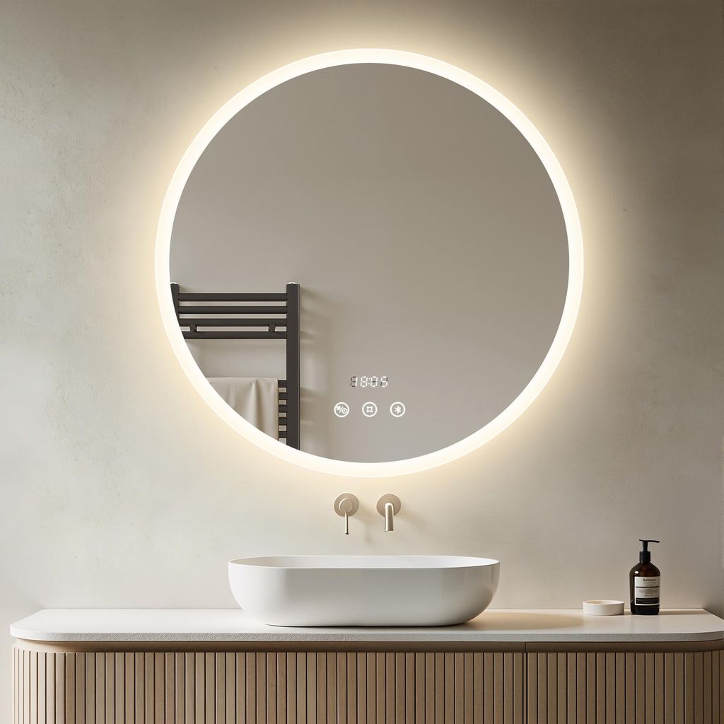 Okrągłe lustro łazienkowe Heilmetz LED, 80 cm, z głośnikiem Zdjęcie produktu 