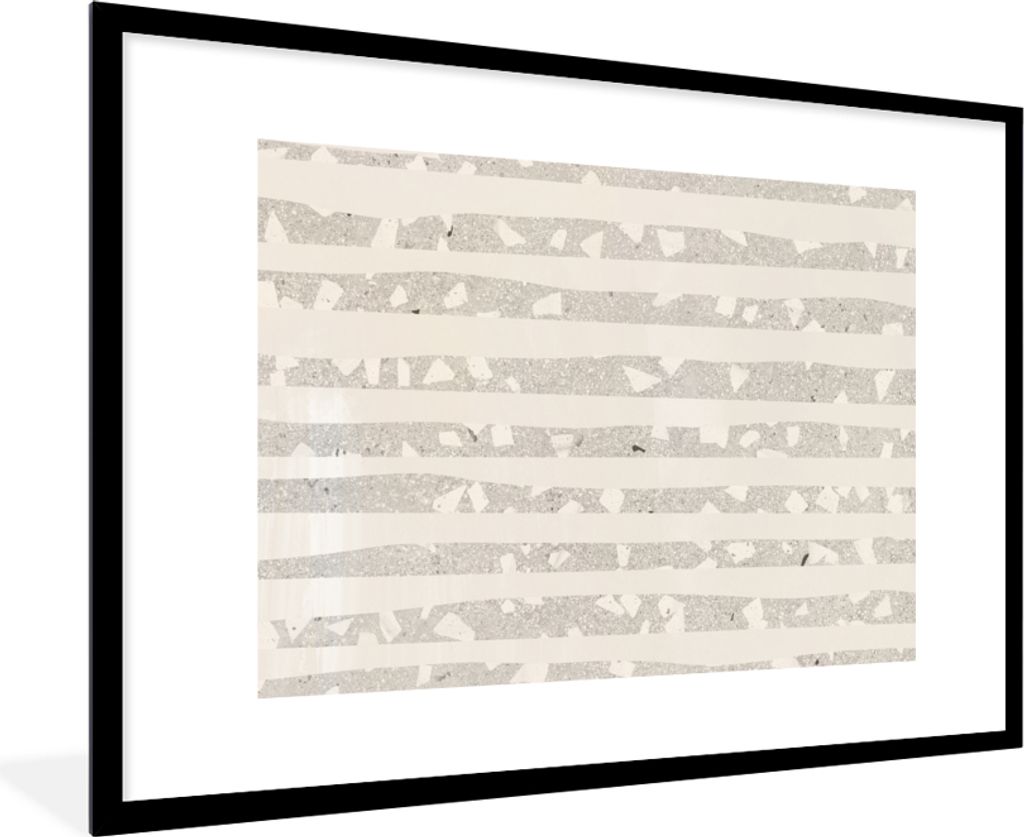 MuchoWow Gerahmtes Poster Terrazzo - Terrasse - Pastell 90x60 cm - Poster mit Schwarzem Bilderrahmen Wandposter Rahmen Foto Bilder - Wanddekorati...