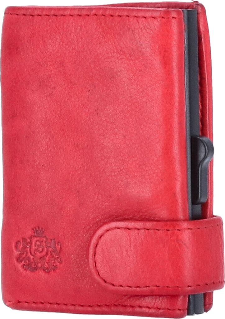The Skandinavian Brand Leder Kreditkarten Etui mit Kleingeldfach rot