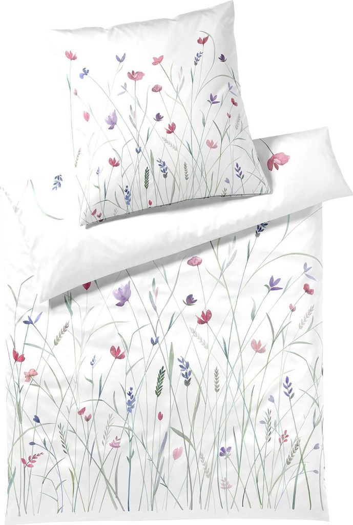 elegante Mako-Satin Bettwäsche-Garnitur Highlife Farbe weiss Größe 135x200+80x80