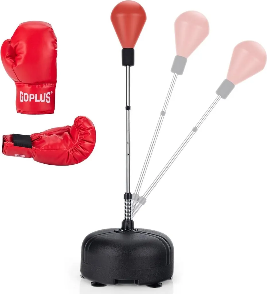 Ensemble de balles de frappe autoportantes réglables avec gants de boxe