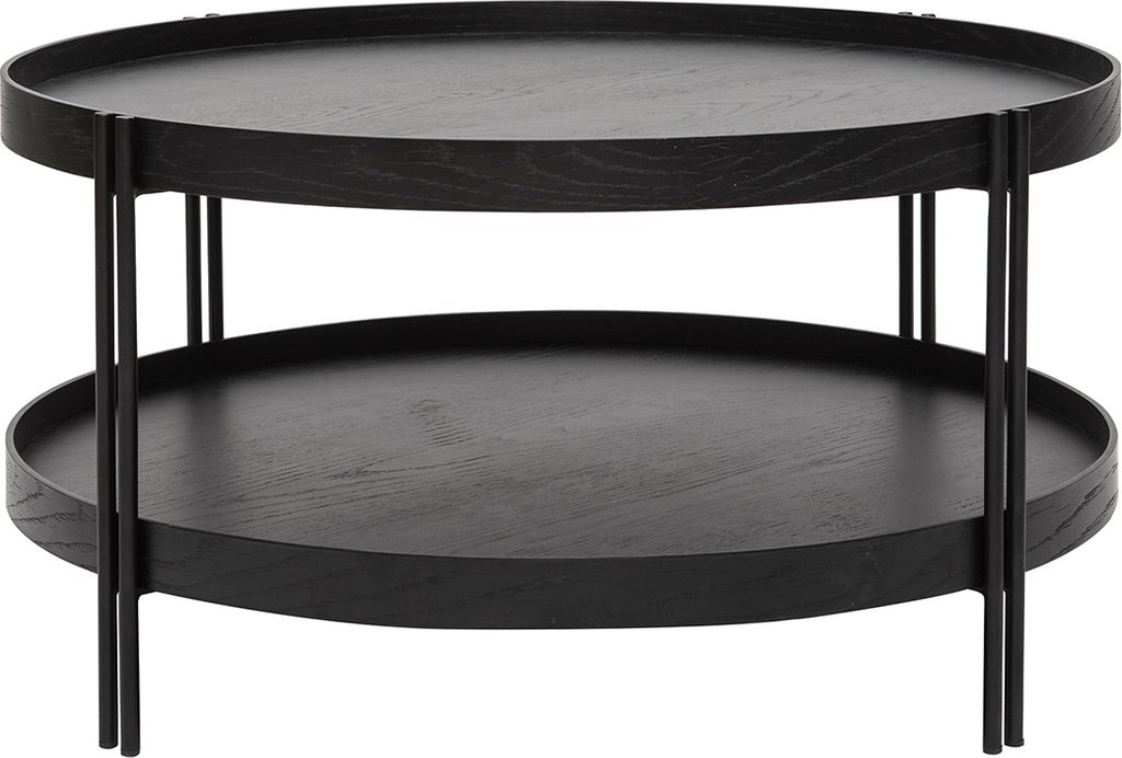 Miliboo - Runder Couchtisch aus Eiche schwarz und Metall Produktbild 