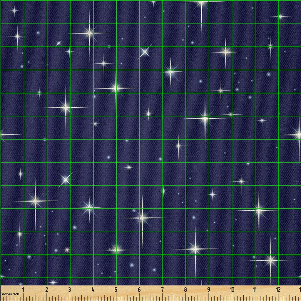 ABAKUHAUS Platz Microfaser Stoff als Meterware , Nächtlicher Himmel mit Stern-romantischem Raum themed Bild punktierte Hintergrund-Konstellation, ...