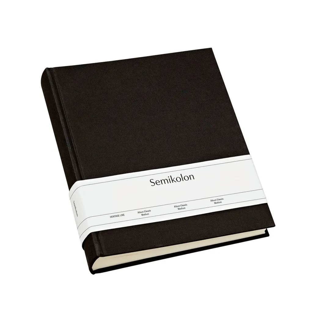 Journal Intime Noir en Lin Semikolon, Carnet d'Écriture Medium 216 mm