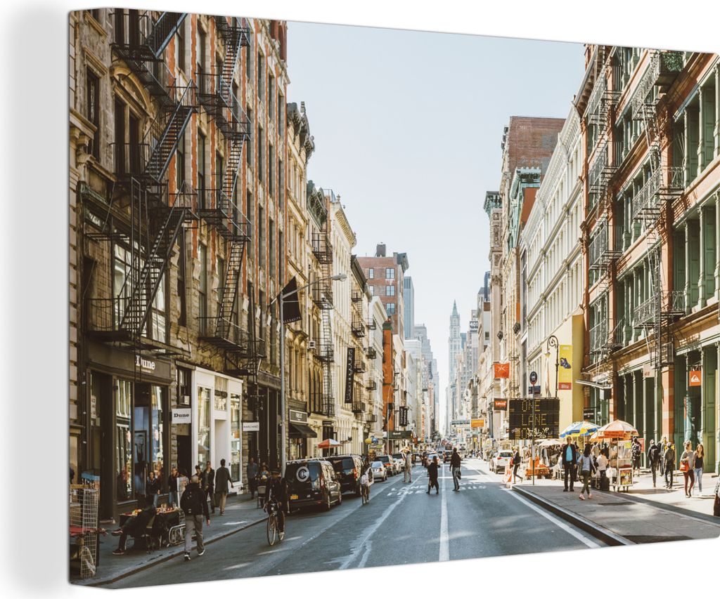 OneMillionCanvasses - Leinwandbilder - 140x90 cm, Belebte Straße in New York, Wandbilder Kunstdruck Wanddekoration