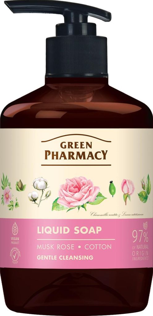 GREEN PHARMACY Flüssigseife Moschusrose + Baumwolle 460 ml