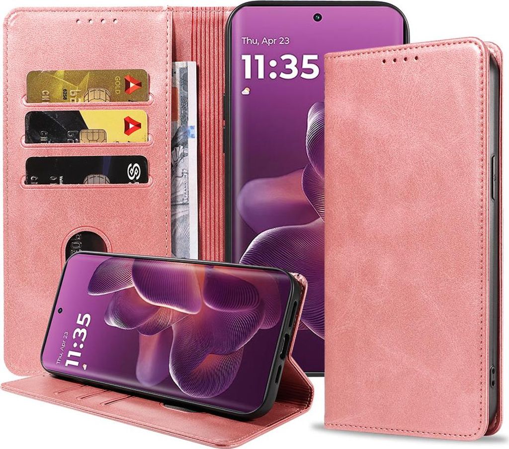 Geeignet für Motorola Edge 60 Pro Handytasche Kunstleder mit Magnetverschluss und Kartenhalter Bookcase mit Klappe - Wallet Case mit Kartenfach - ...