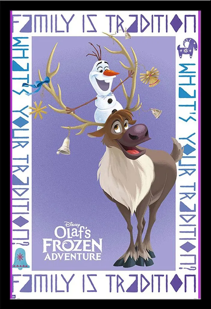 Poster La Reine des Neiges Family is Tradition avec Cadre MDF Noir 61x91