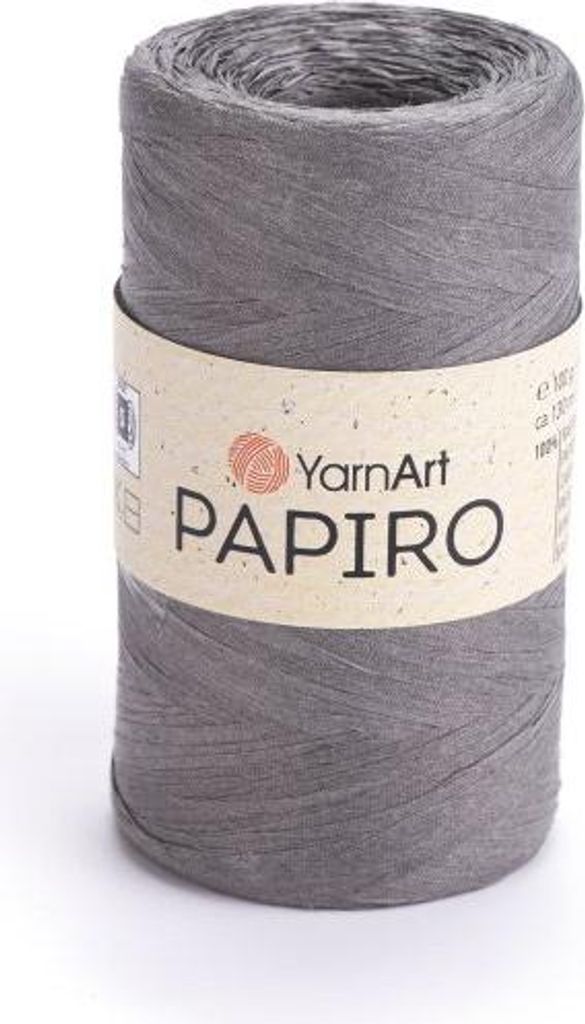 YarnArt Papiro 1321 Papier-Raffia Garn Mittelgrau 100g/130m für Taschen & Hüte