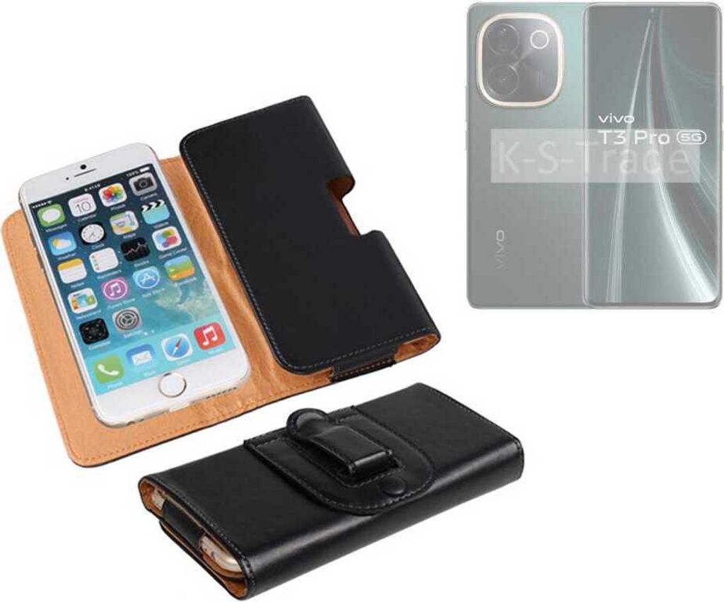 K-S-Trade Schützhülle Handyhülle kompatibel mit Vivo T3 Pro 5G Holster Gürtel Tasche Schutzhülle Handy-Tasche Smartphone Case Seitentasche