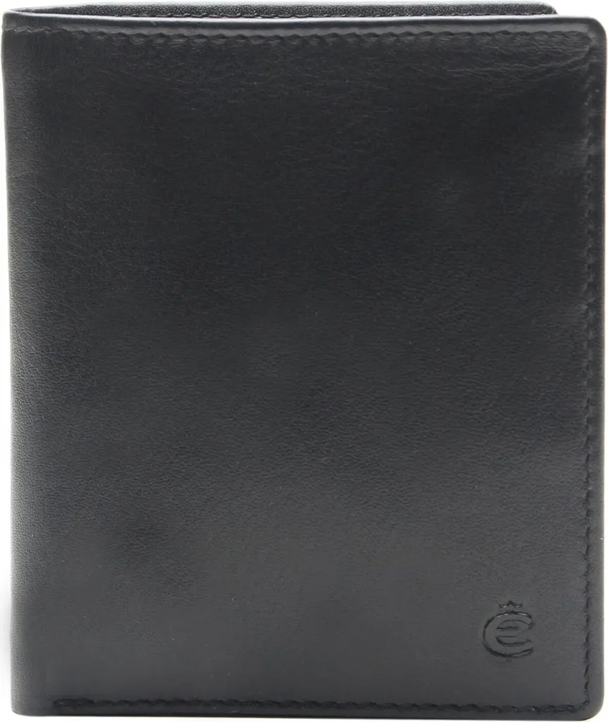 Esquire Pelle Portafoglio Compact Wallet Black - Qualità Tedesca