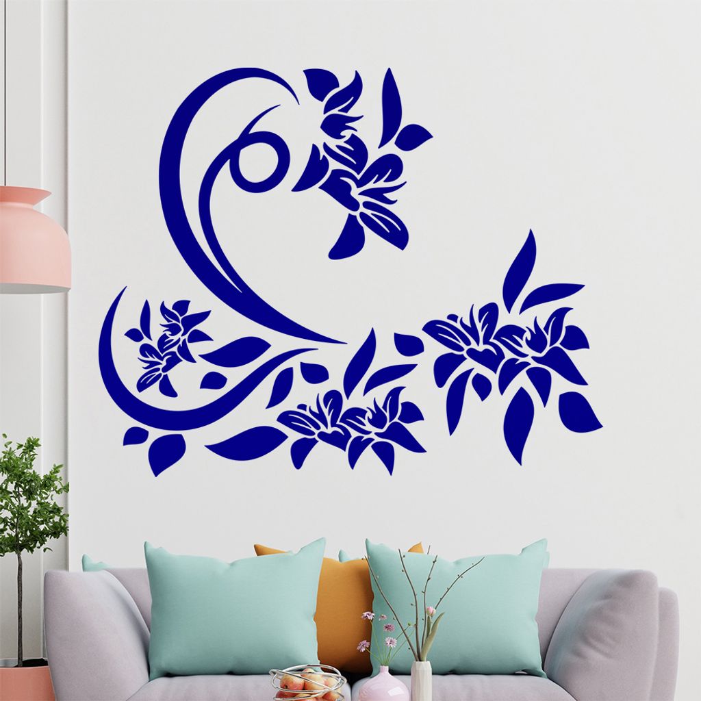 Tribal Ranke Blüte Wandtattoo in 6 Größen - Wandaufkleber Wall Sticker - Dekoration, Küche, Wohnzimmer, Schlafzimmer, Badezimmer