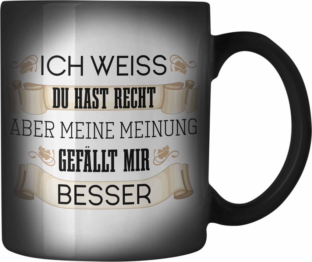Trendation - Lustiges Geschenk für Männer Frauen Farbwechsel Zauber-Tasse Besserwisser Geschenkidee Lustige Farbwechsel Zauber-Tasse mit Spruch (...
