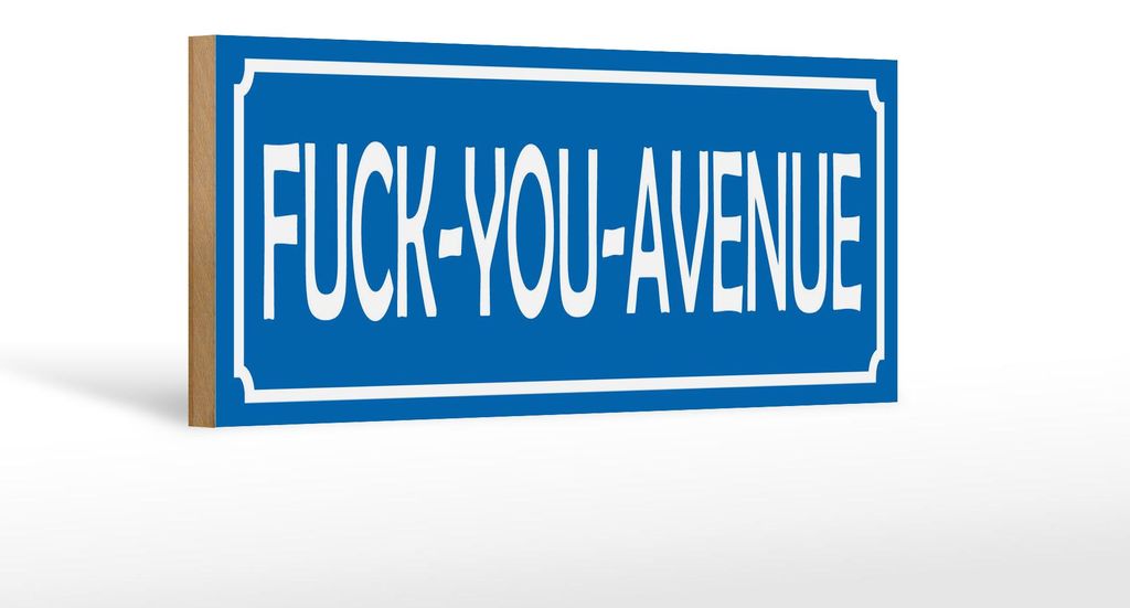 Holzschild Spruch 27x10 cm Fuck-You-Avenue Schild