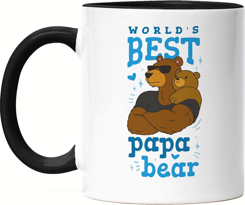 Weltbester Papa Tasse Schwarz Bär Vatertag Geschenkidee Starker Vater Eltern Kind