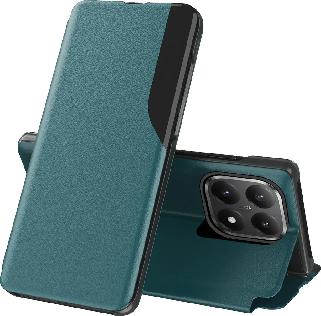 Custodia Flip Xiaomi 15T in Ecopelle Verde con Finestra e Stand