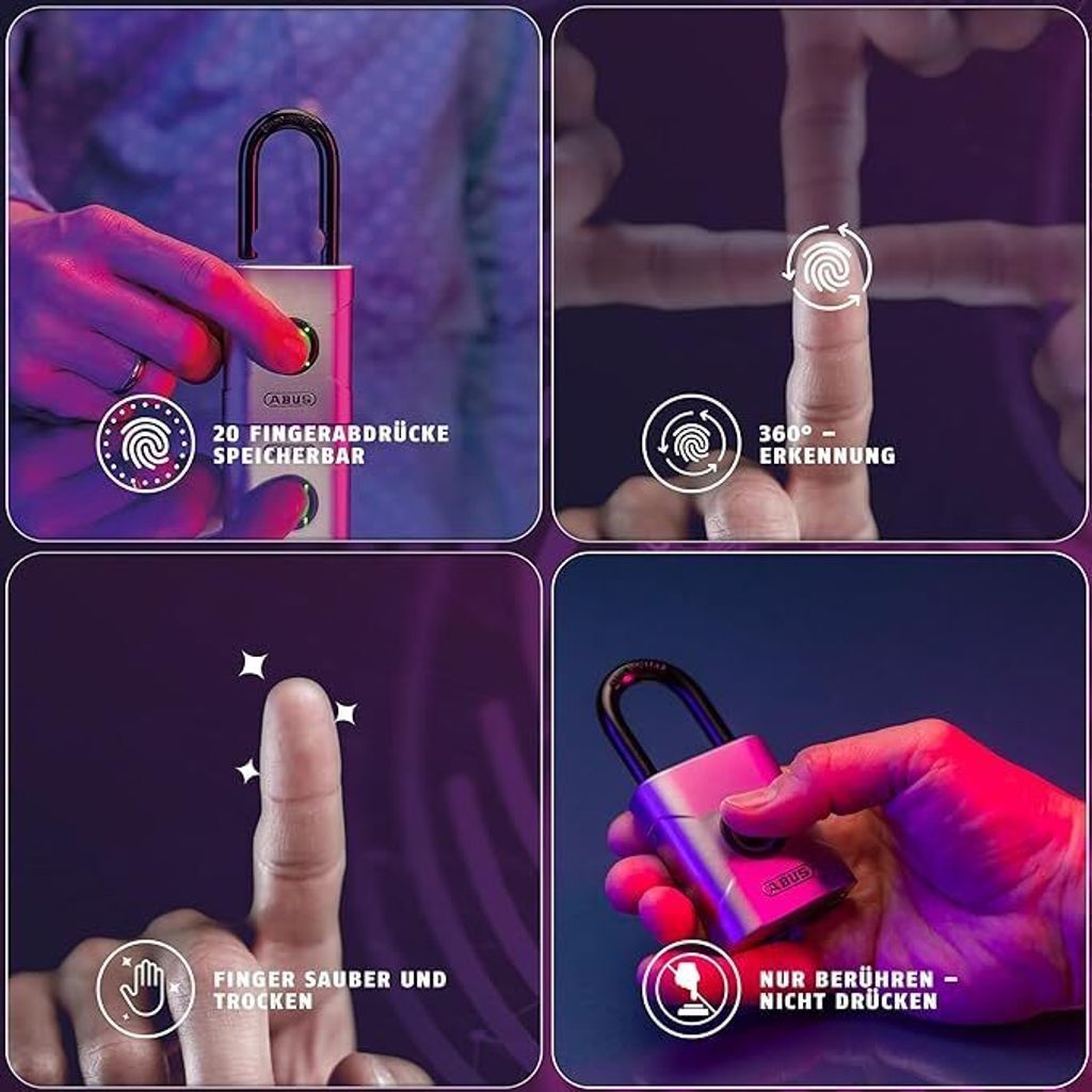 ABUS Touch 57/45 Fingerabdruck-Schloss Produktbild 4