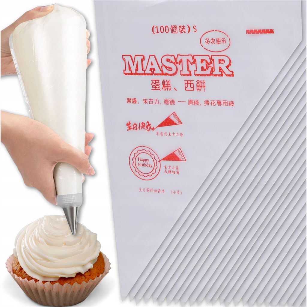 100x Einweg Spritzbeutel 21x35 cm für Kuchen Torten Creme Produktbild 