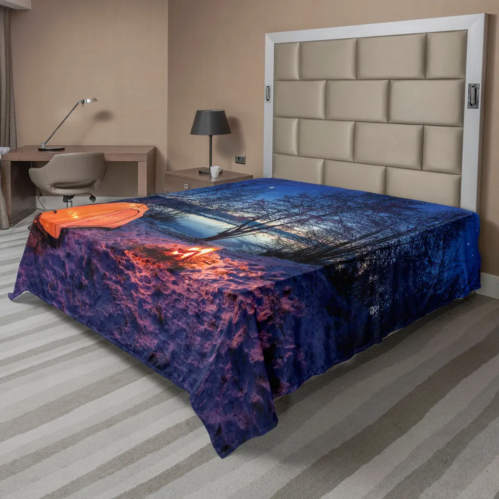 Drap de Lit Doux et Infroissable Motif Forêt Enneigée 260 cm x 228 cm