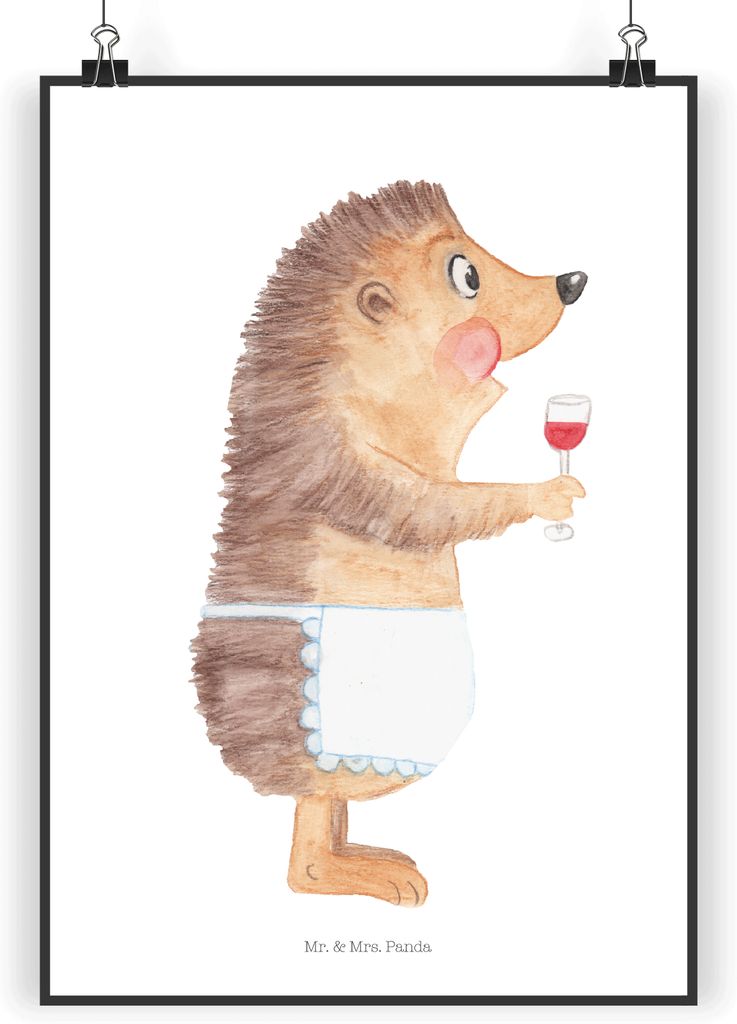 Mr. & Mrs. Panda Bild Igel Wein DIN A4 - Weiß - Geschenk, wanddeko, Plakat, Rotwein, Lustige Sprüche, Weißwein, Weinglas, Spruch, Weinliebhaber,...