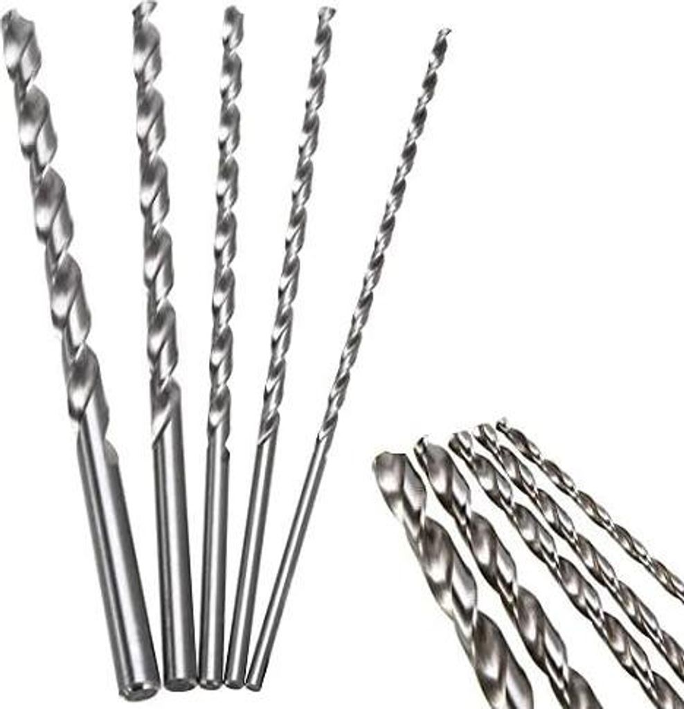 Spiralbohrer Set Extra Lange HSS Direkt Schaft Bohrer Bit 200mm, 4/5/6/8/10mm Durchmesser